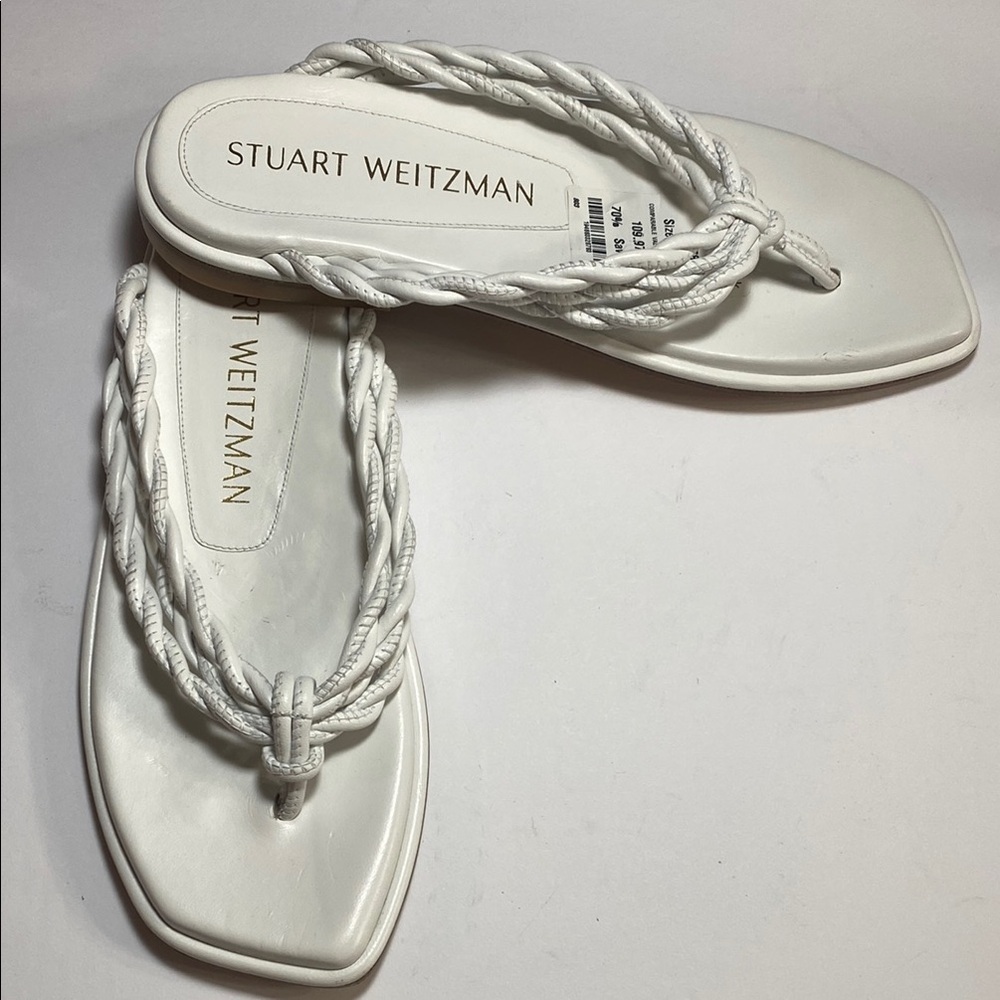 Stuart Weitzman NWOT or Box Ivory Braided Sandals (Sticker Removed)